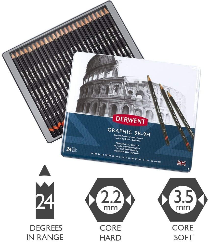 Derwent Graphite Degree Pencils Tin Pack Of 24