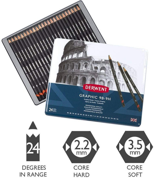Derwent Graphite Degree Pencils Tin Pack Of 24