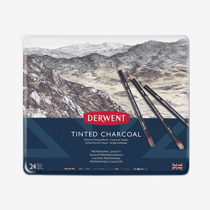 Derwent Tinted Charcoal Pencils Tin Pack Of 24