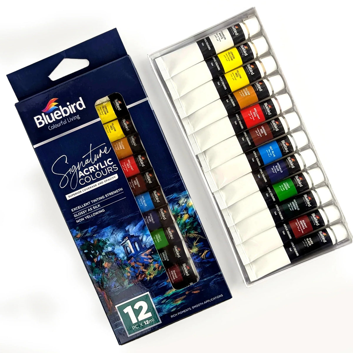 Bluebird Signature Acrylic - Set of 12 x 12ml tubes